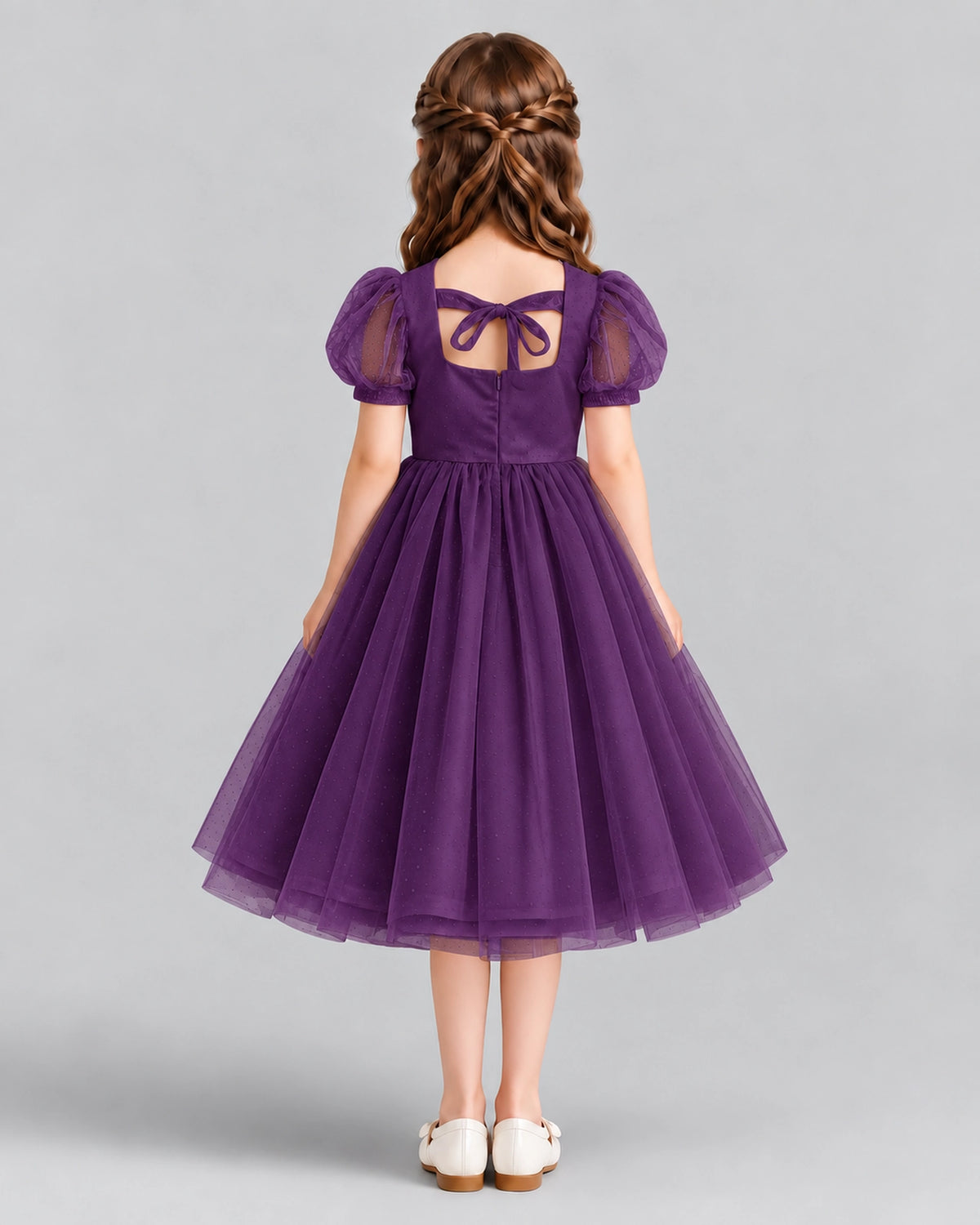 Grape A-line Girls Formal Dresses Back