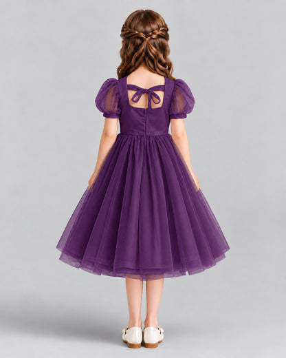 Grape A-line Girls Formal Dresses Back