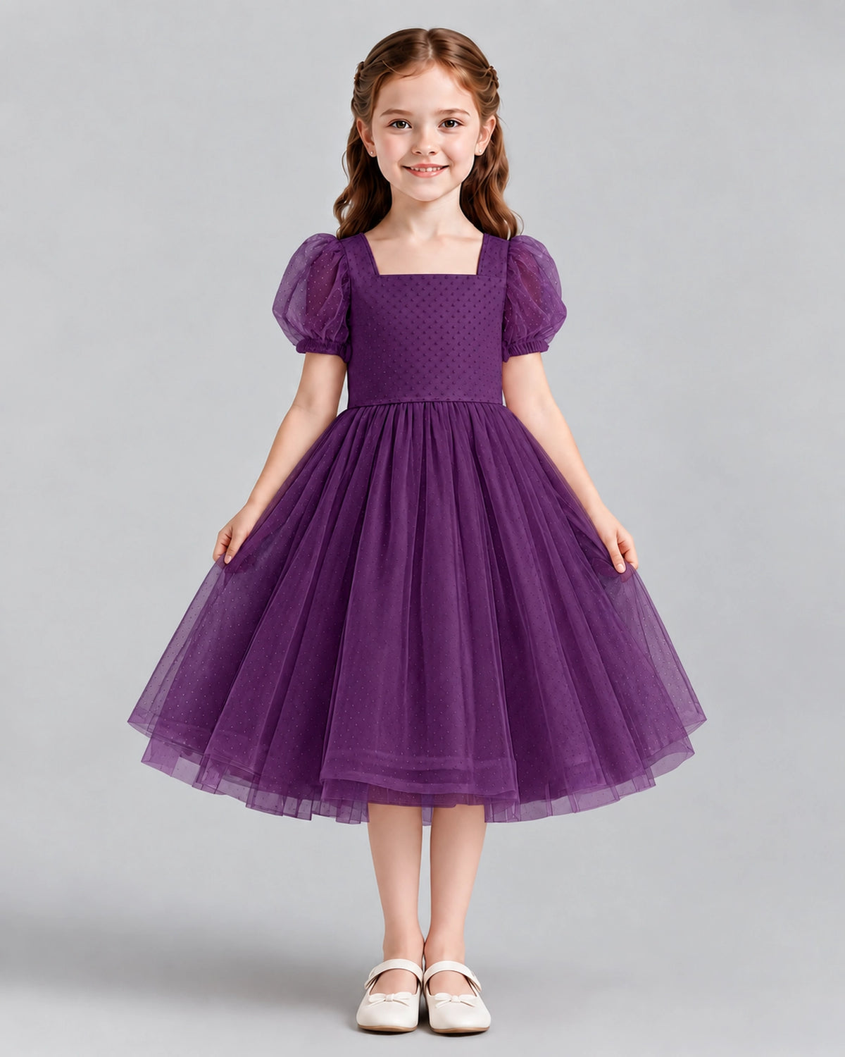 Grape A-line Girls Formal Dresses Front