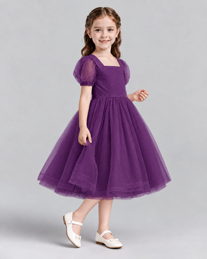 Grape A-line Girls Formal Dresses Side