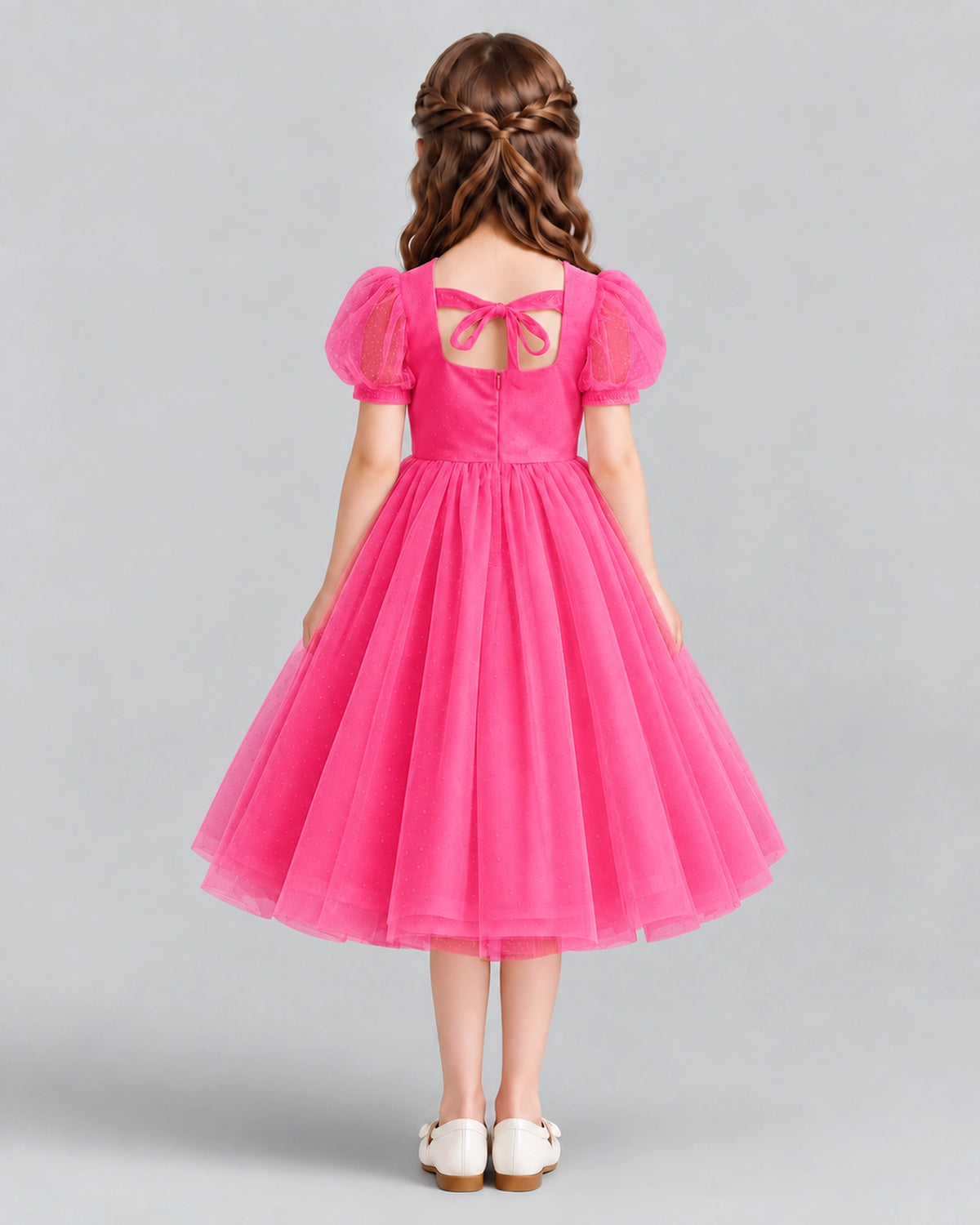 Hot Pink A-line Girls Formal Dresses Back