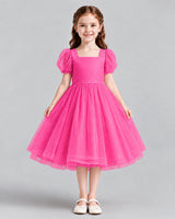 Hot Pink A-line Girls Formal Dresses Front