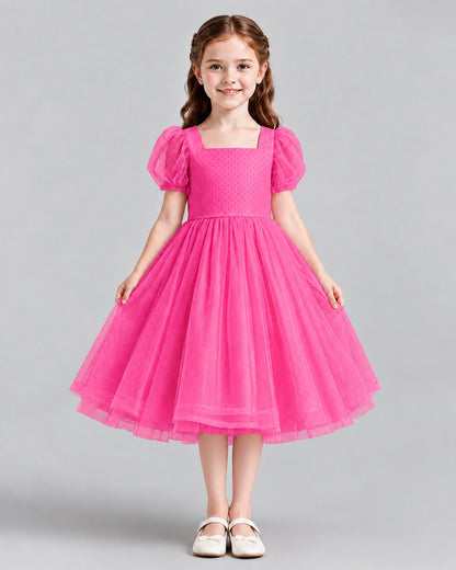 Hot Pink A-line Girls Formal Dresses Front
