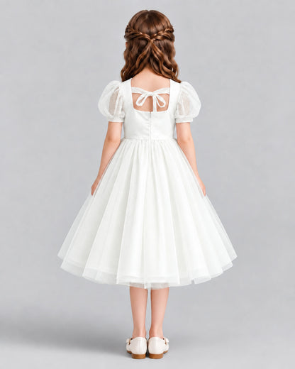 Ivory A-line Girls Formal Dresses Back