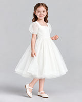 Ivory A-line Girls Formal Dresses Side