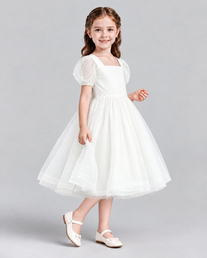 Ivory A-line Girls Formal Dresses Side