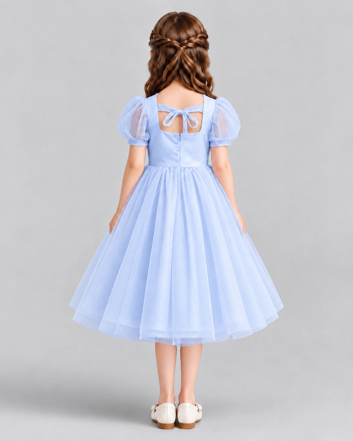 Lavender A-line Girls Formal Dresses Back
