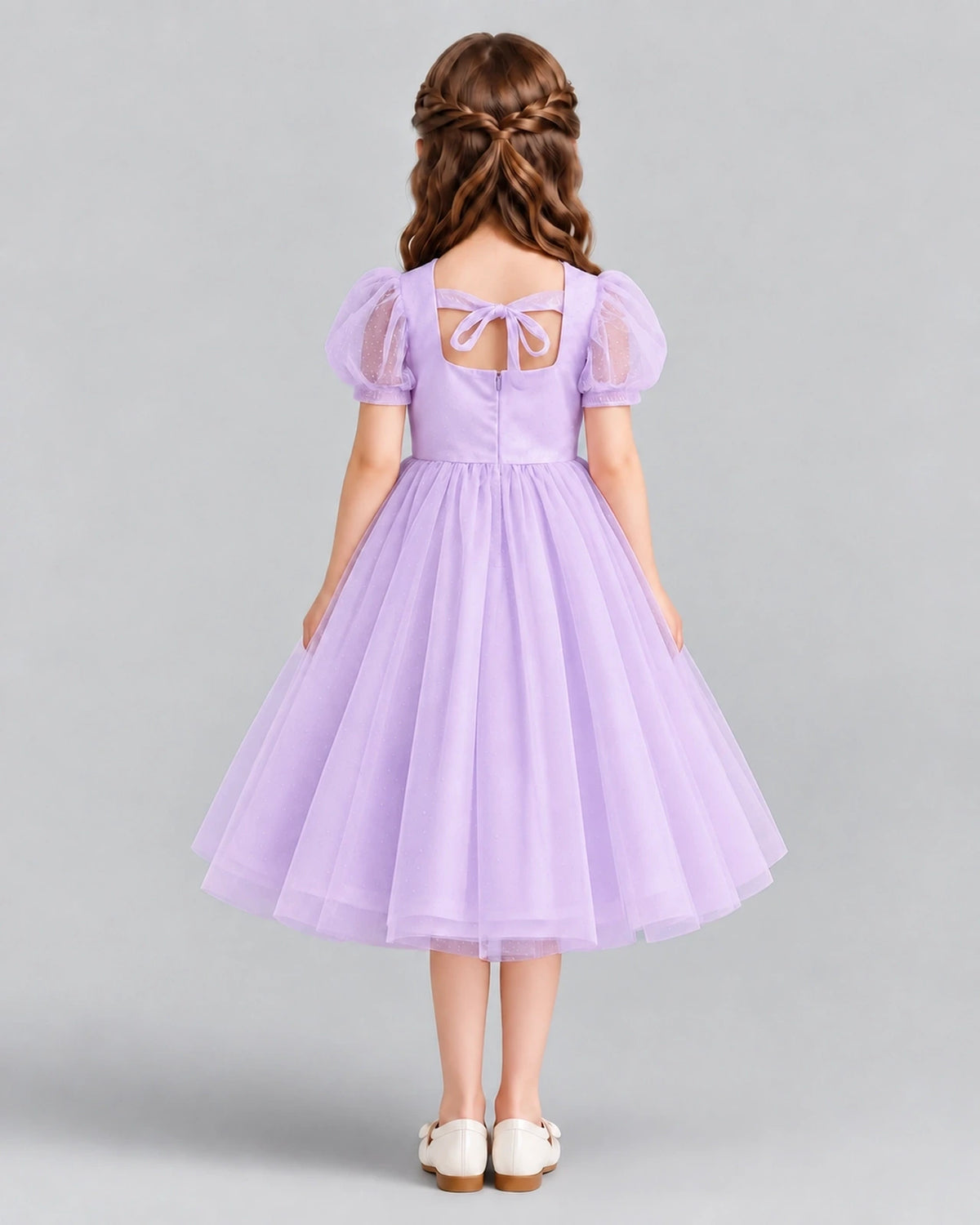 Lilac A-line Girls Formal Dresses Back
