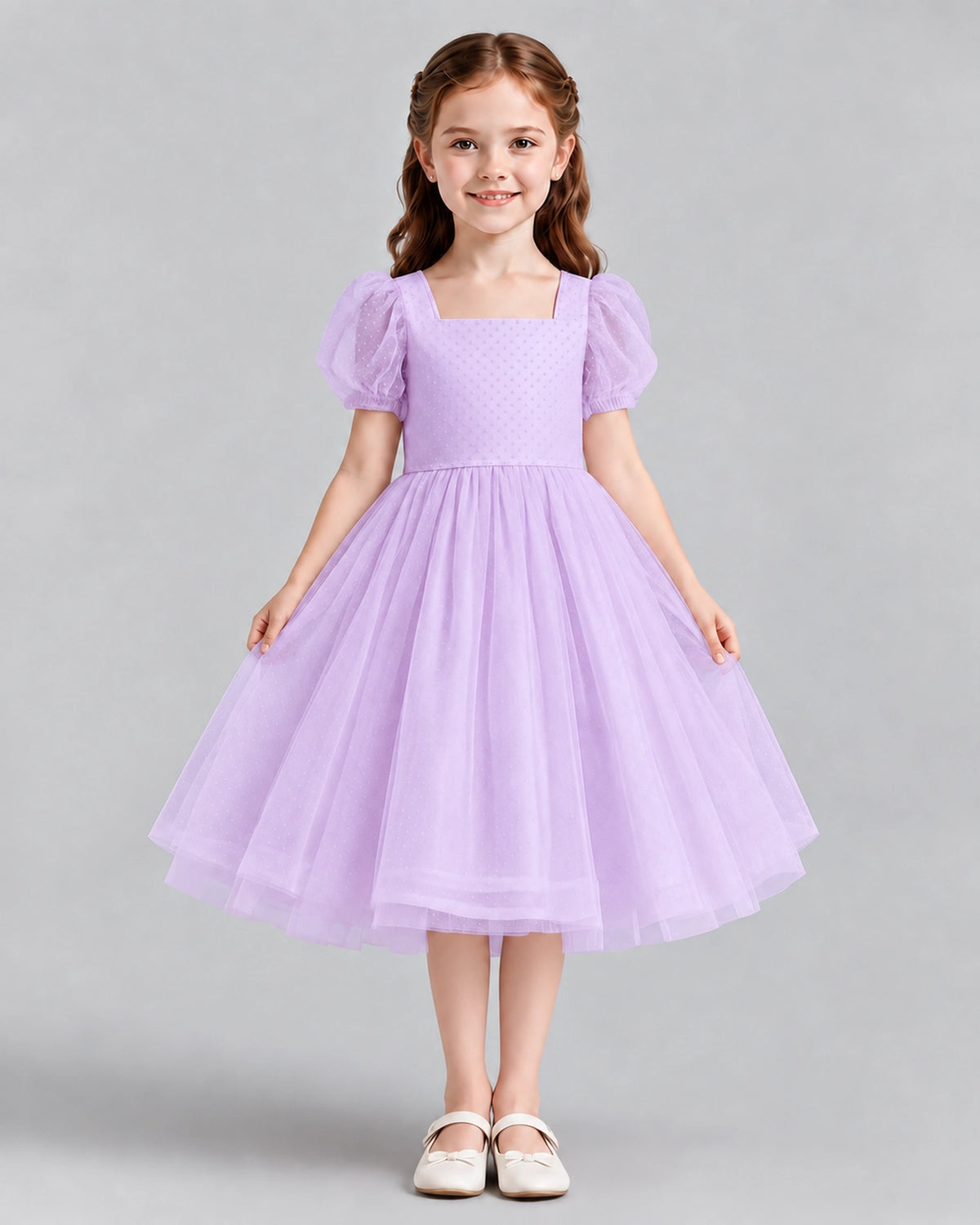 Lilac A-line Girls Formal Dresses Front
