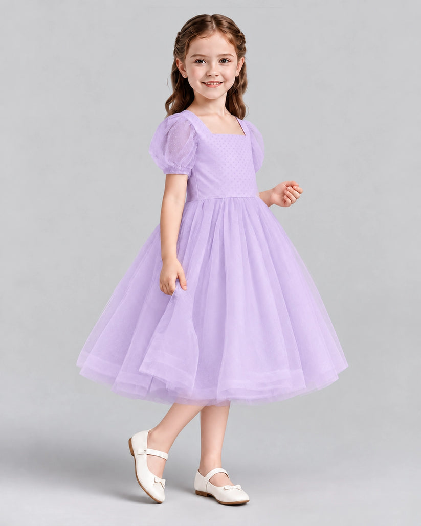 Lilac A-line Girls Formal Dresses Side