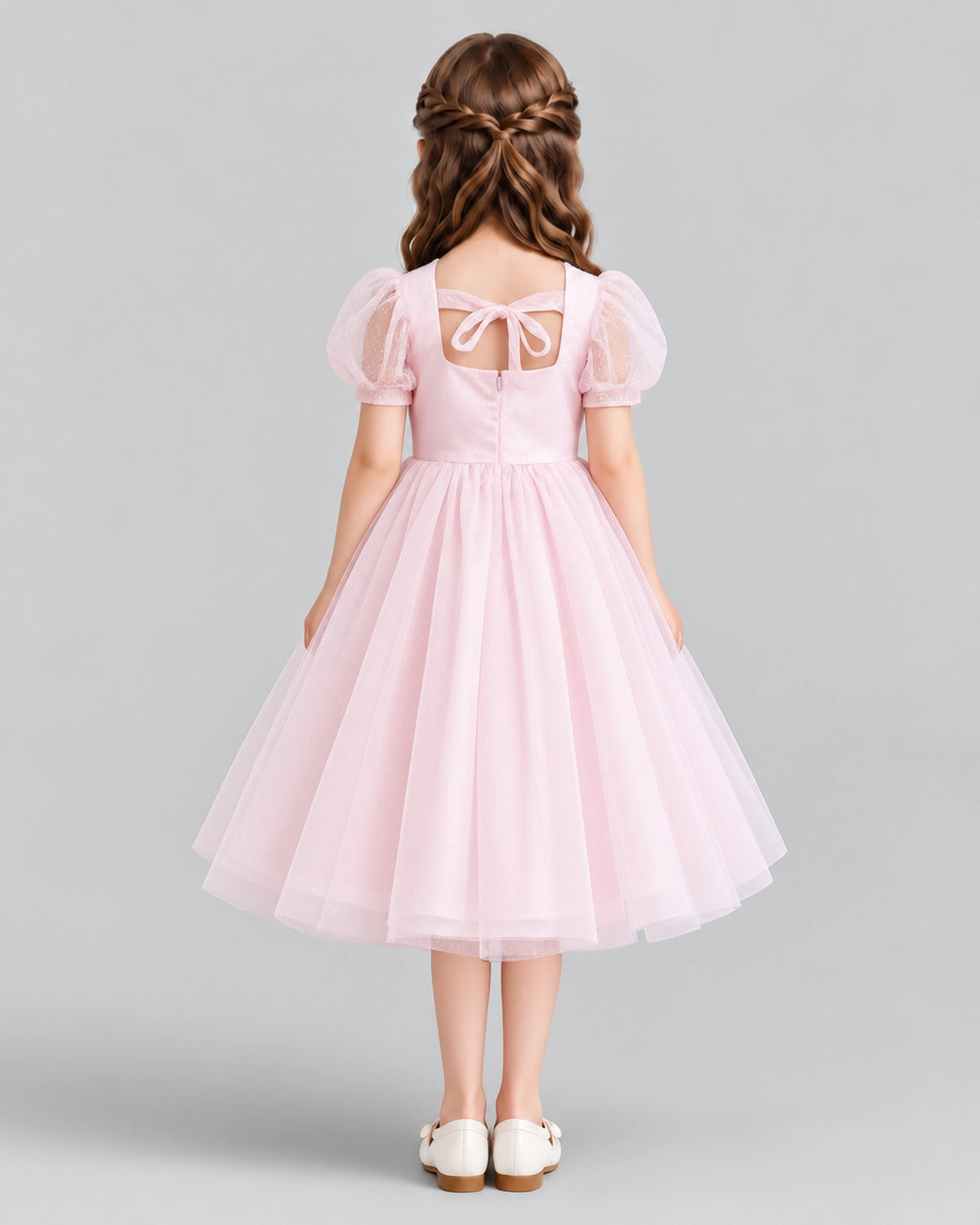 Pink A-line Girls Formal Dresses Back