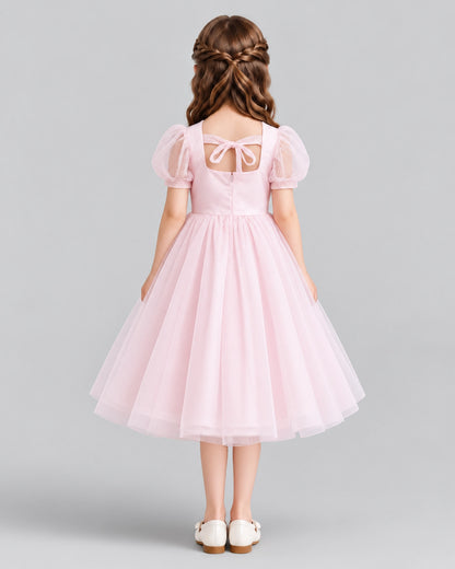 Pink A-line Girls Formal Dresses Back