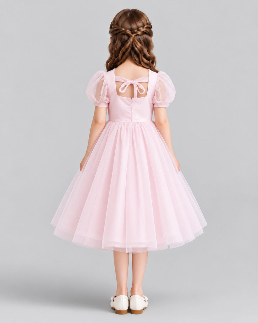 Pink A-line Girls Formal Dresses Back