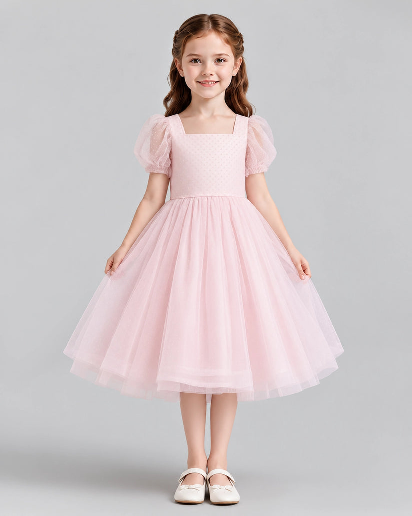 Pink A-line Girls Formal Dresses Front