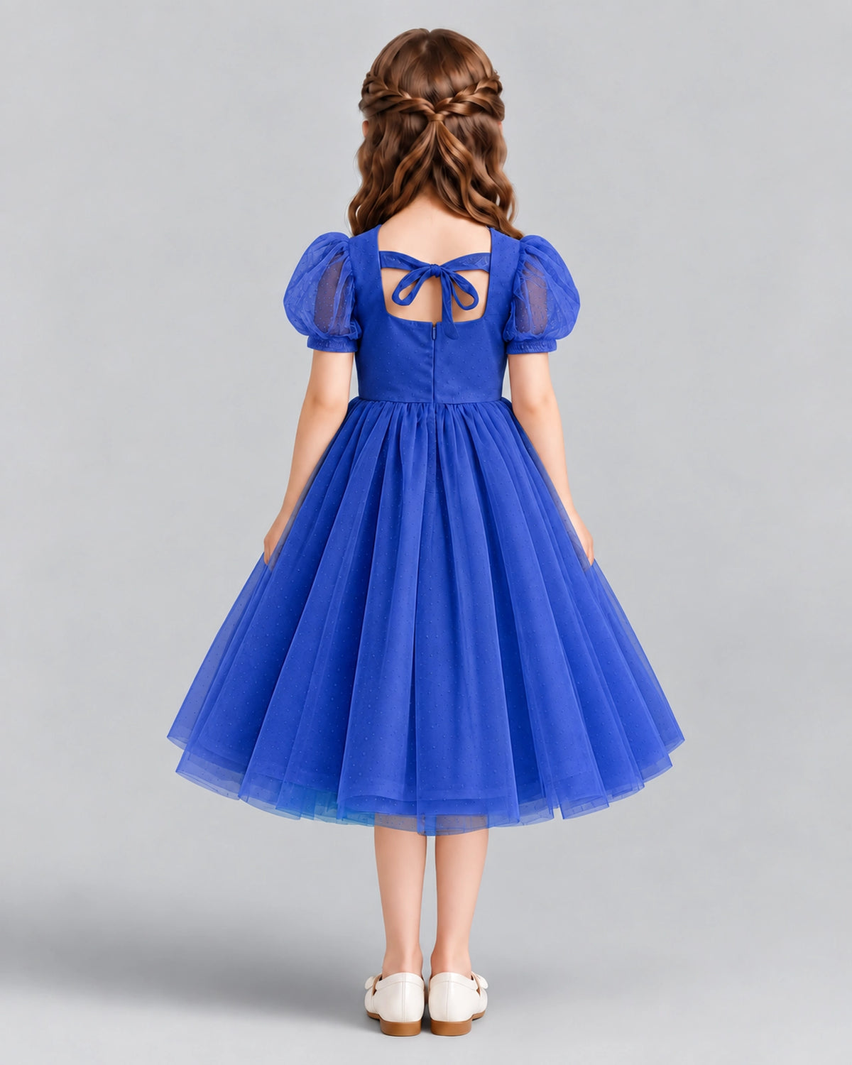 Royal Blue A-line Girls Formal Dresses Back