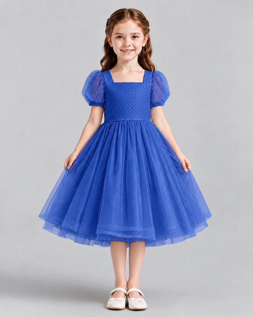 Royal Blue A-line Girls Formal Dresses Front