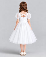 White A-line Girls Formal Dresses Back