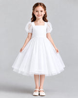 White A-line Girls Formal Dresses Front