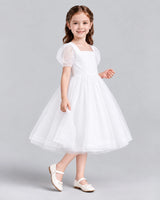 White A-line Girls Formal Dresses Side