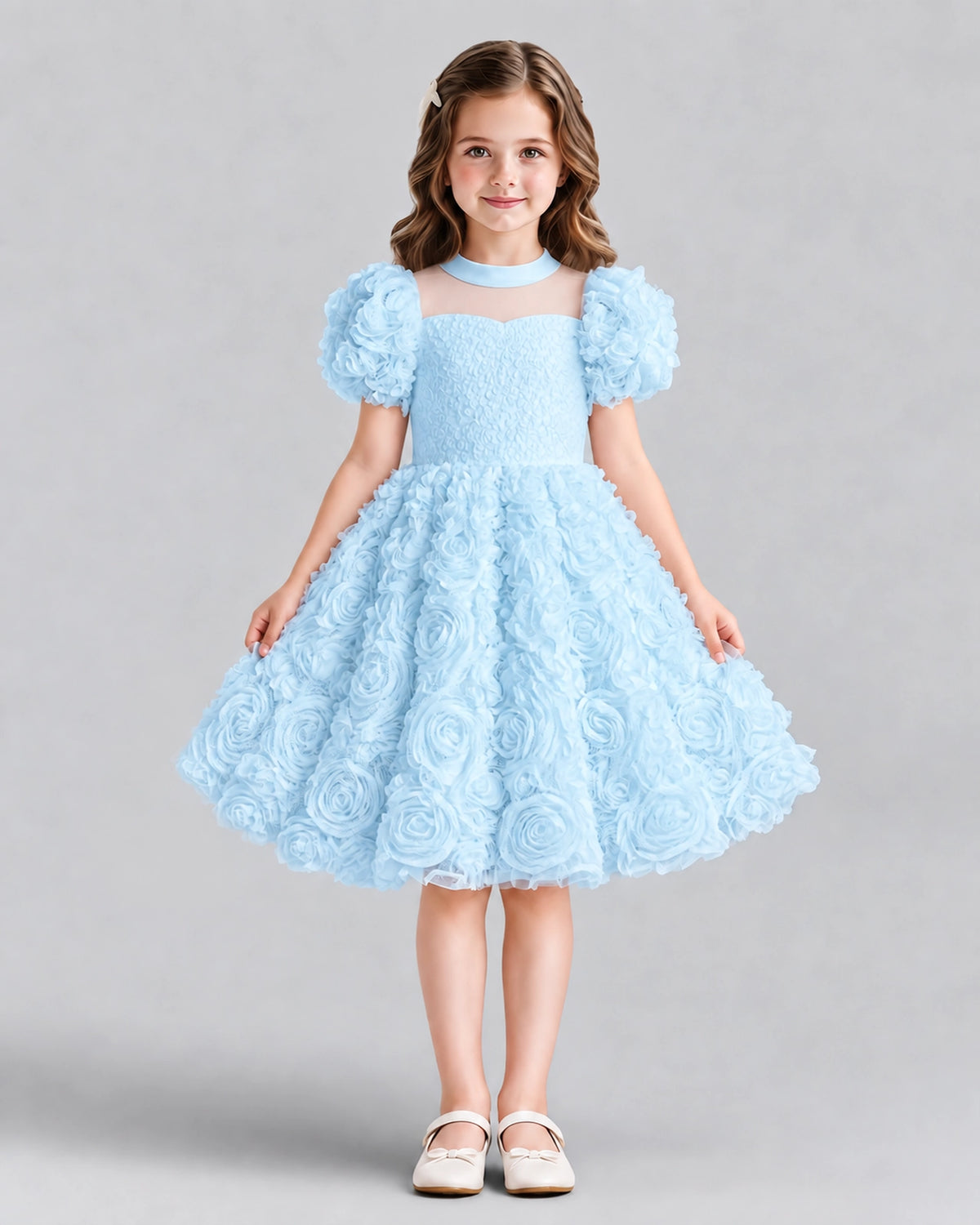 Baby Blue Ball Gown Girls Formal Dresses Front