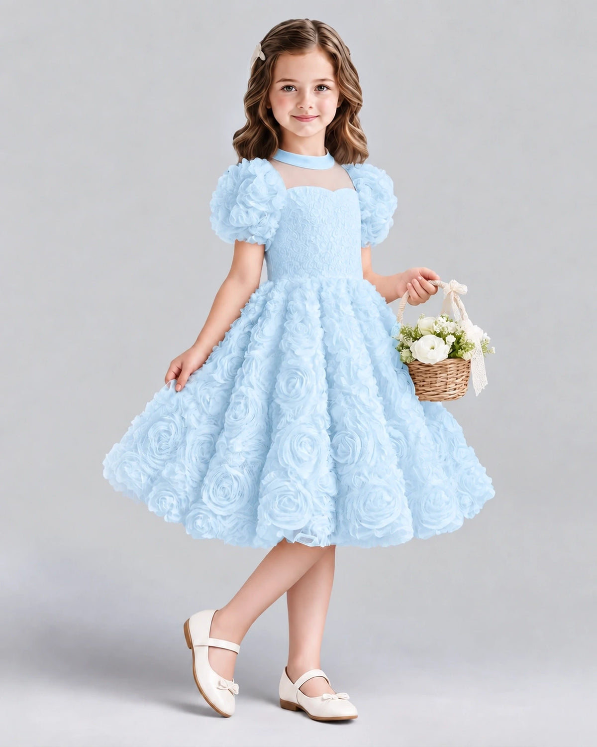 Baby Blue Ball Gown Girls Formal Dresses Side