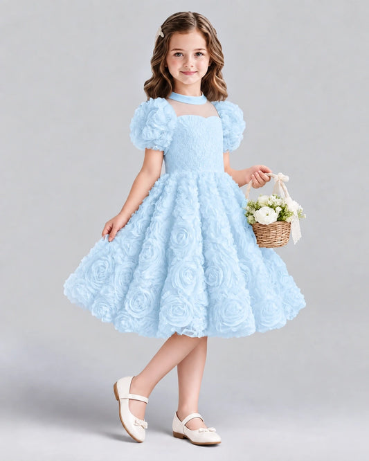 Baby Blue Ball Gown Girls Formal Dresses Side