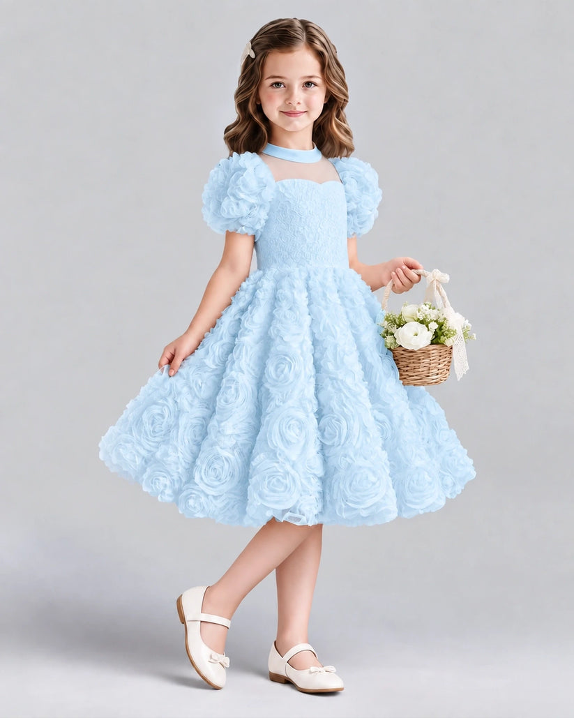 Baby Blue Ball Gown Girls Formal Dresses Side