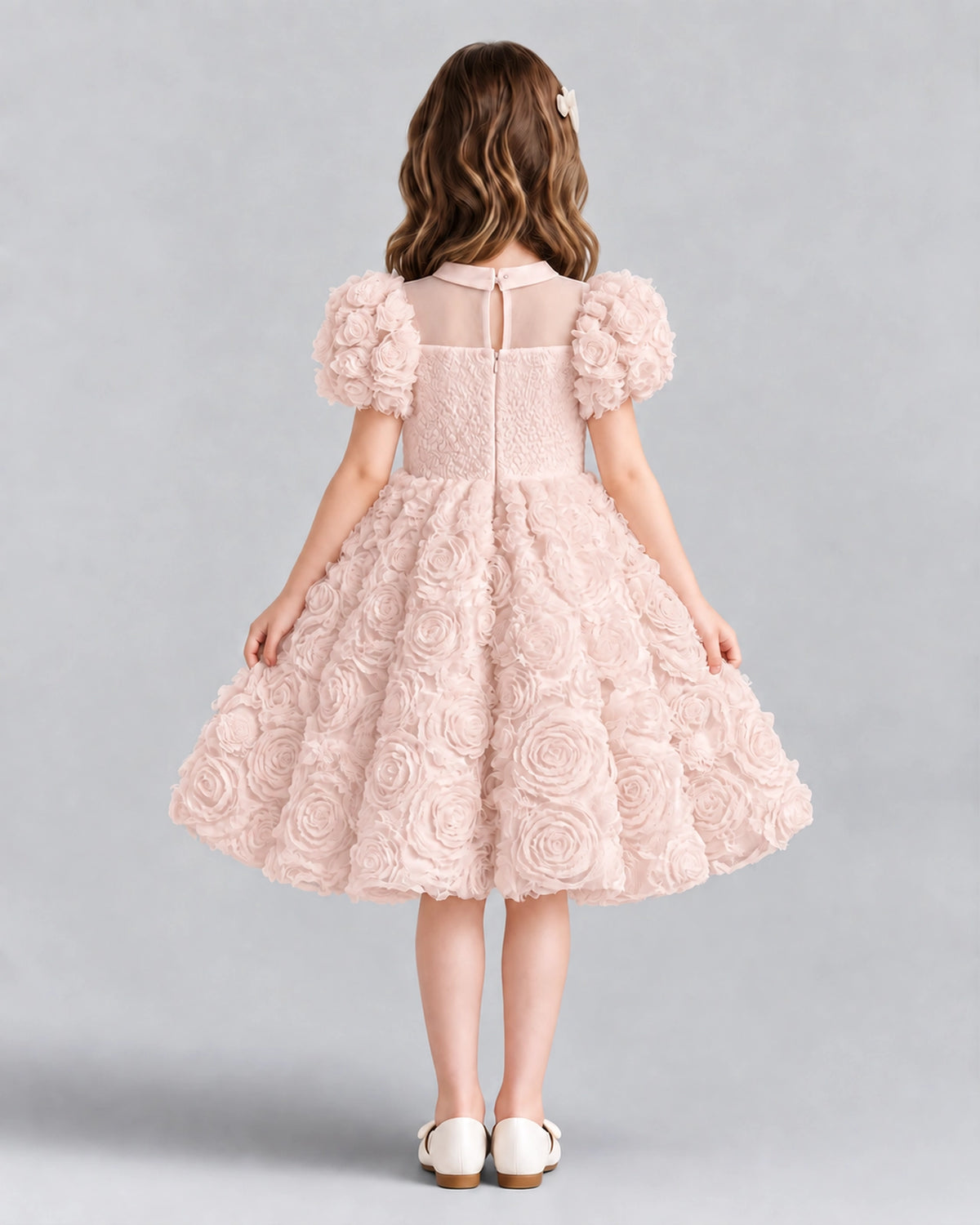 Blush Pink Ball Gown Girls Formal Dresses Back