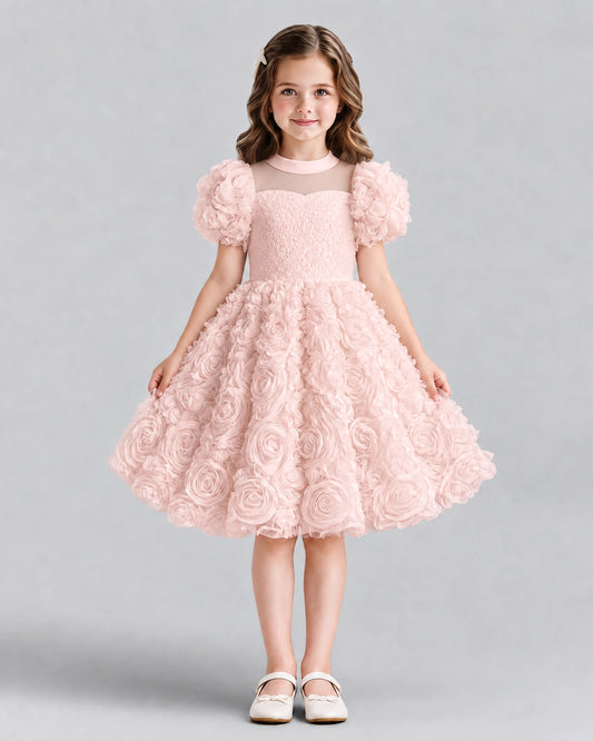 Blush Pink Ball Gown Girls Formal Dresses Front