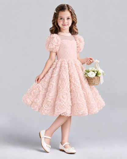 Blush Pink Ball Gown Girls Formal Dresses Side