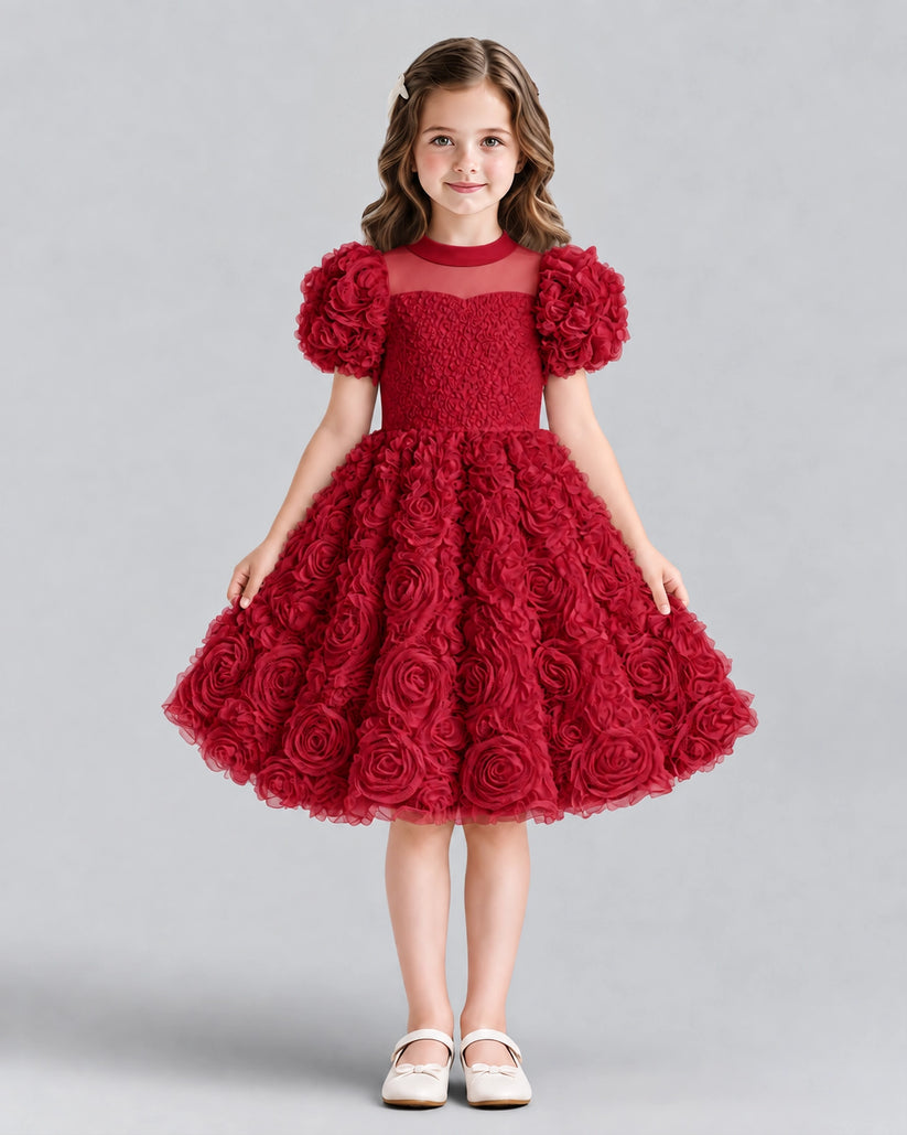 Burgundy Ball Gown Girls Formal Dresses Front