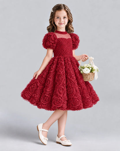 Burgundy Ball Gown Girls Formal Dresses Side