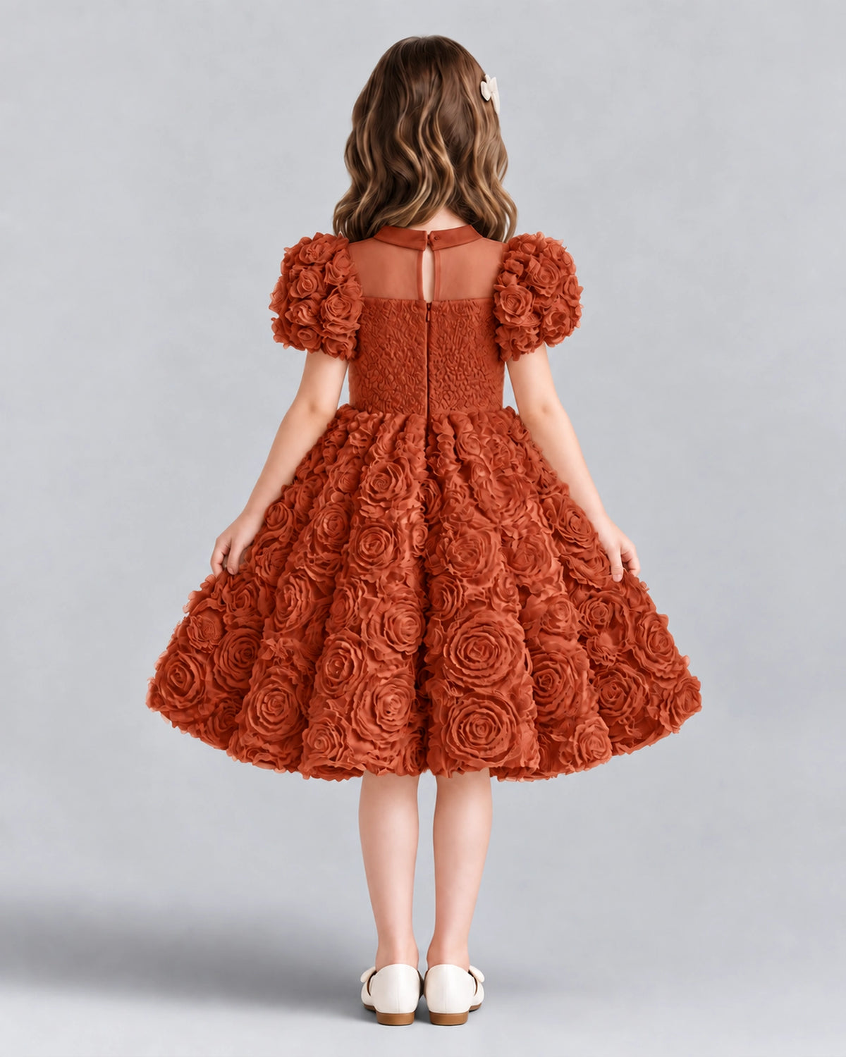Burnt Orange Ball Gown Girls Formal Dresses Back