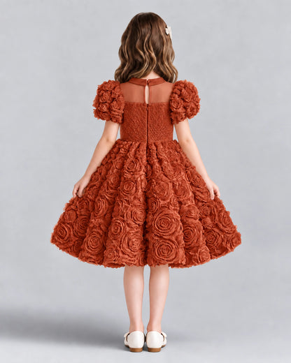 Burnt Orange Ball Gown Girls Formal Dresses Back