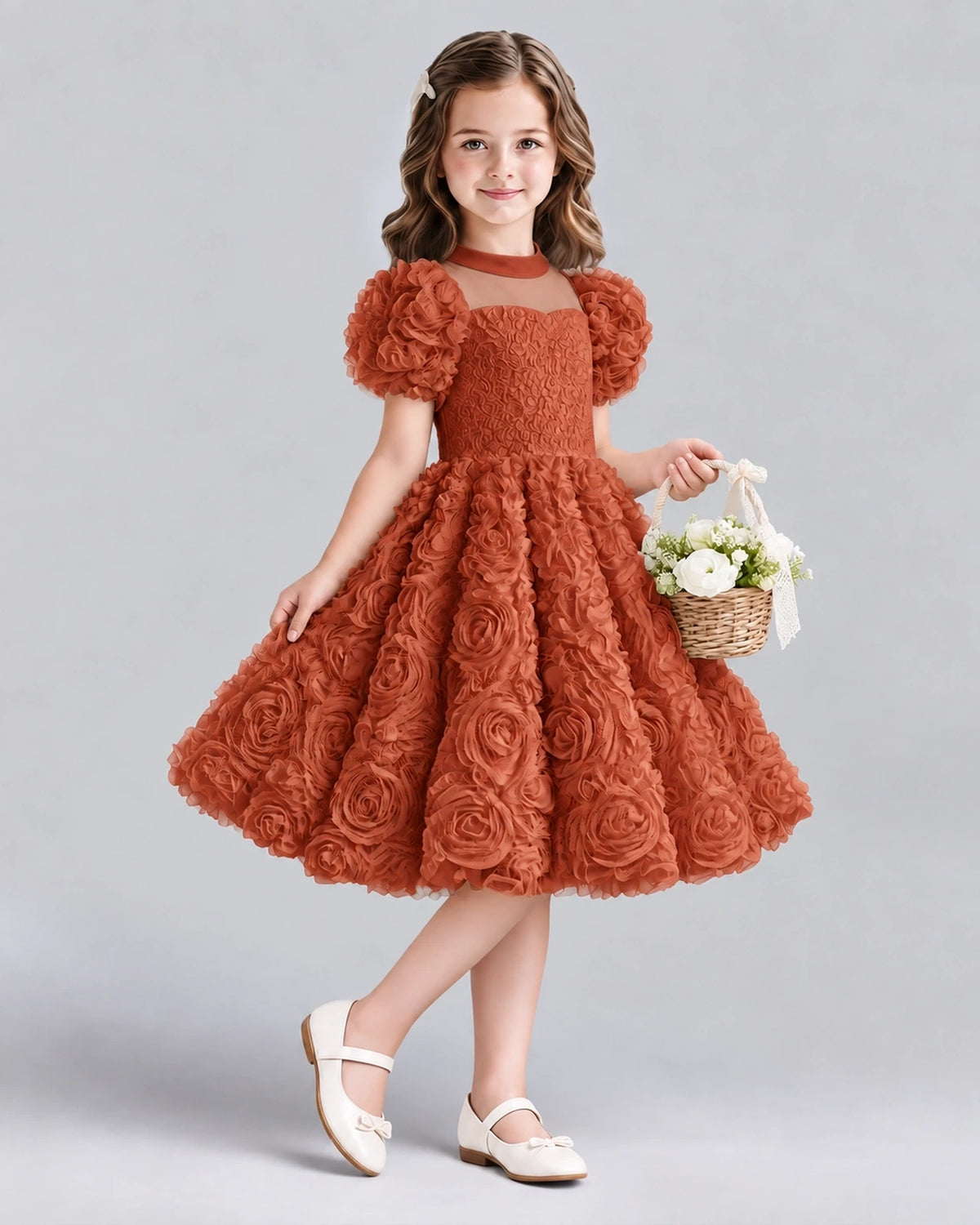 Burnt Orange Ball Gown Girls Formal Dresses Side
