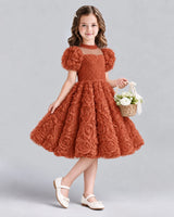Burnt Orange Ball Gown Girls Formal Dresses Side