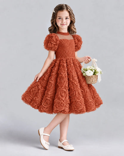 Burnt Orange Ball Gown Girls Formal Dresses Side