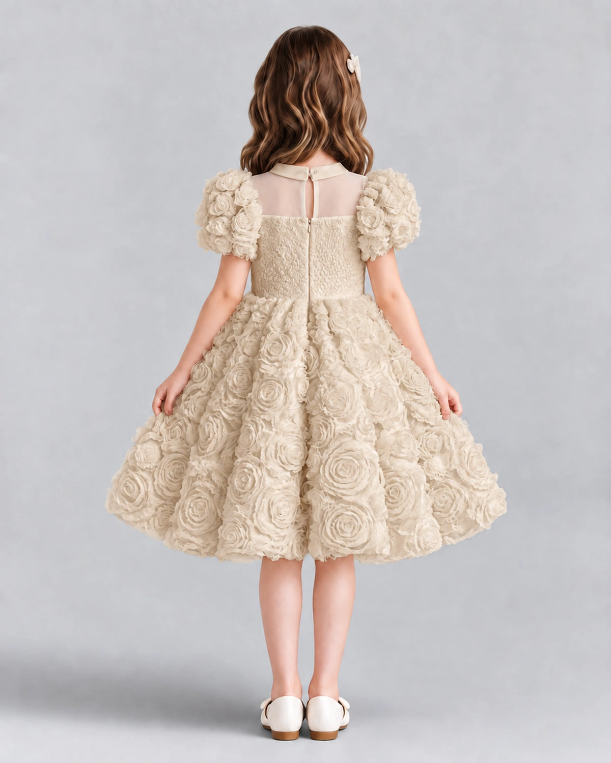 Champagne Ball Gown Girls Formal Dresses Back