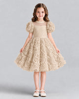 Champagne Ball Gown Girls Formal Dresses Front