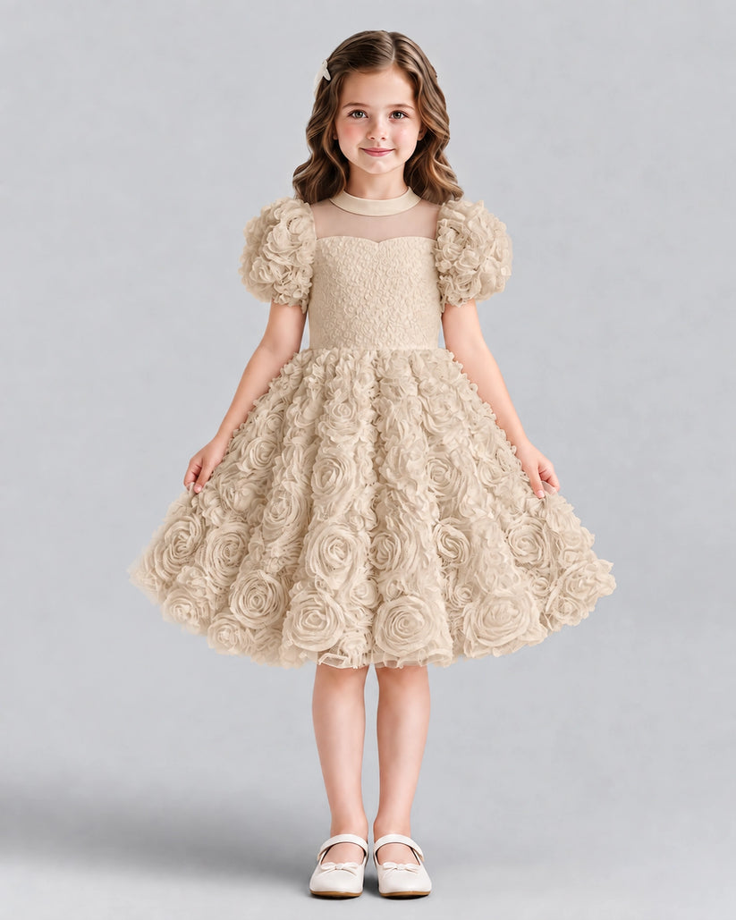 Champagne Ball Gown Girls Formal Dresses Front
