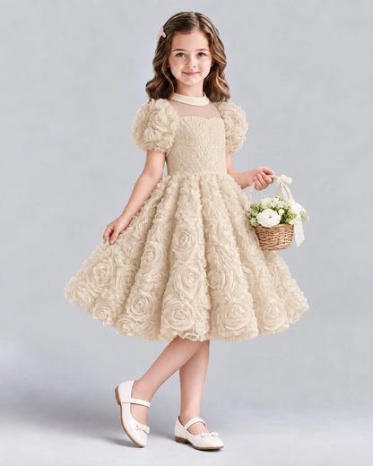 Champagne Ball Gown Girls Formal Dresses Side