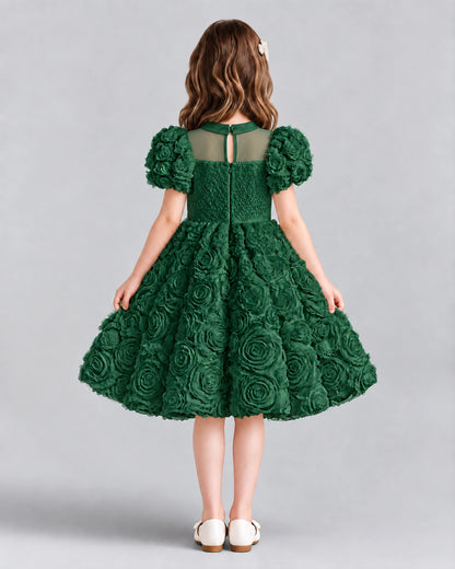 Dark Green Ball Gown Girls Formal Dresses Back