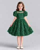 Dark Green Ball Gown Girls Formal Dresses Front