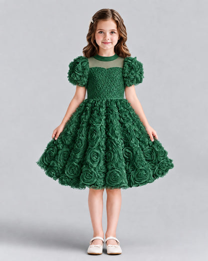 Dark Green Ball Gown Girls Formal Dresses Front