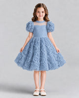 Dusty Blue Ball Gown Girls Formal Dresses Front