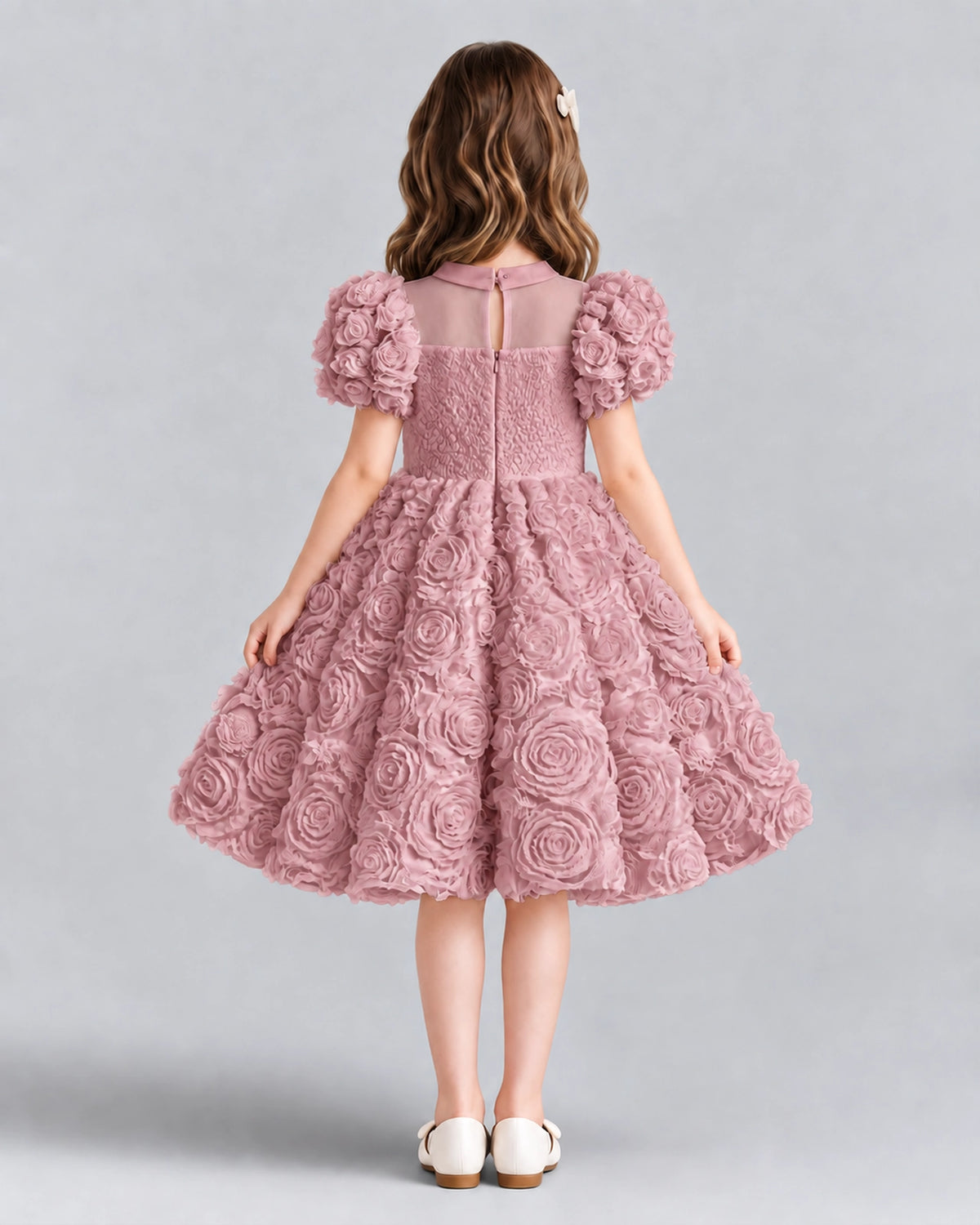 Dusty Rose Ball Gown Girls Formal Dresses Back