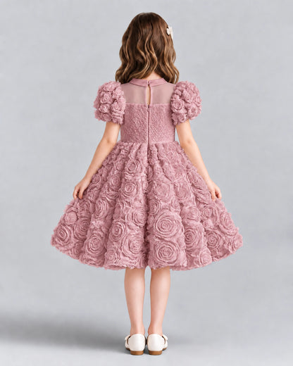 Dusty Rose Ball Gown Girls Formal Dresses Back