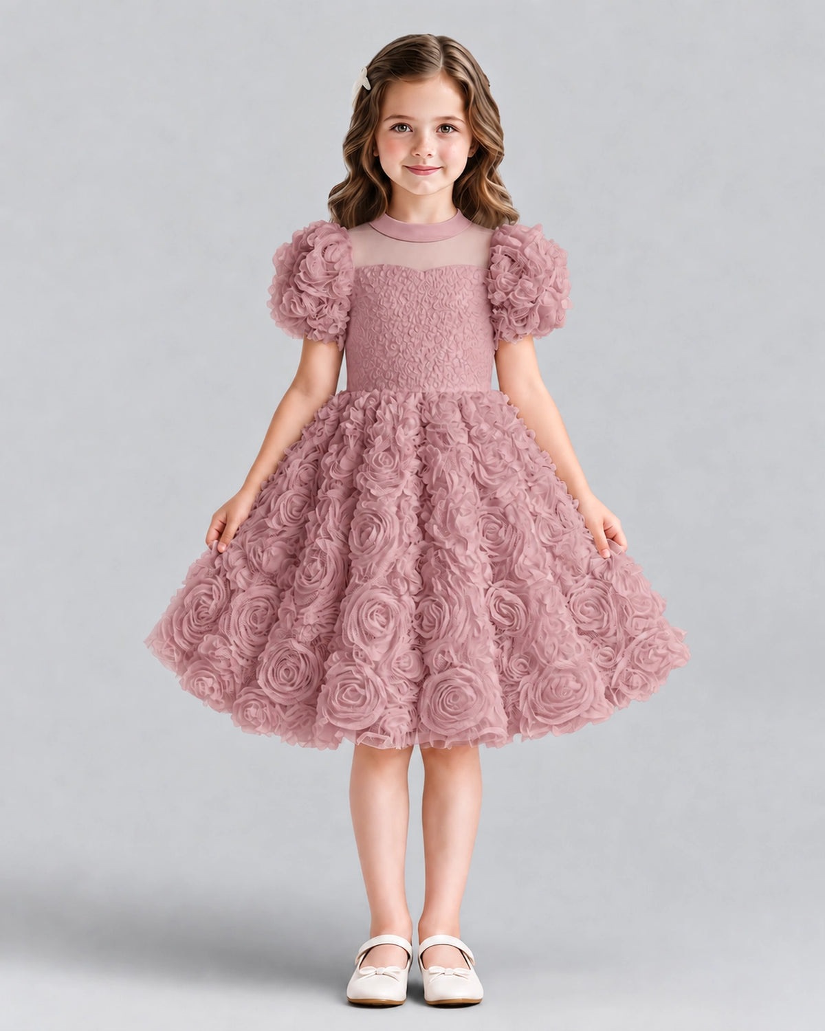Dusty Rose Ball Gown Girls Formal Dresses Front