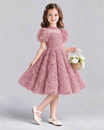 Dusty Rose Ball Gown Girls Formal Dresses Side