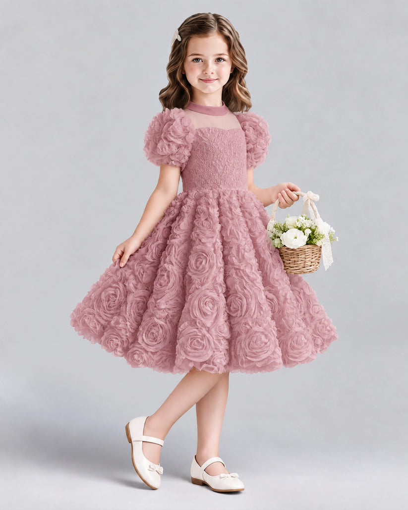 Dusty Rose Ball Gown Girls Formal Dresses Side